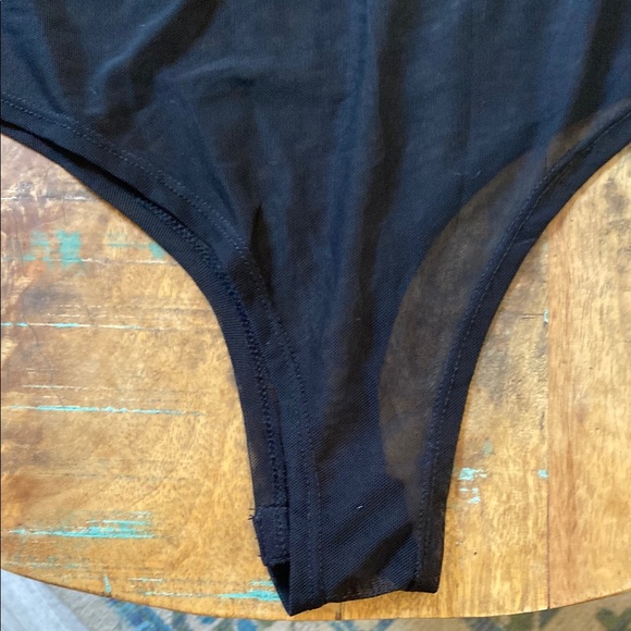 Black and Pink Bodysuit with Bold Text and Long Sleeves - Picture 10 of 12